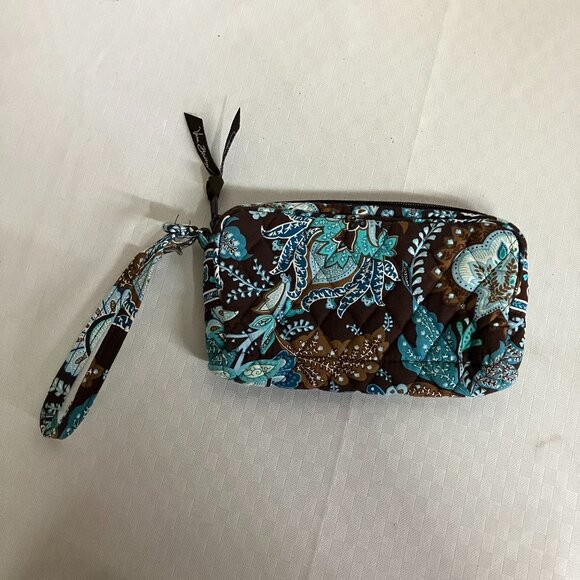Vera Bradley Women's Java Blue Floral Print Zip Around Wallet Wristlet Clutch - Picture 1 of 8